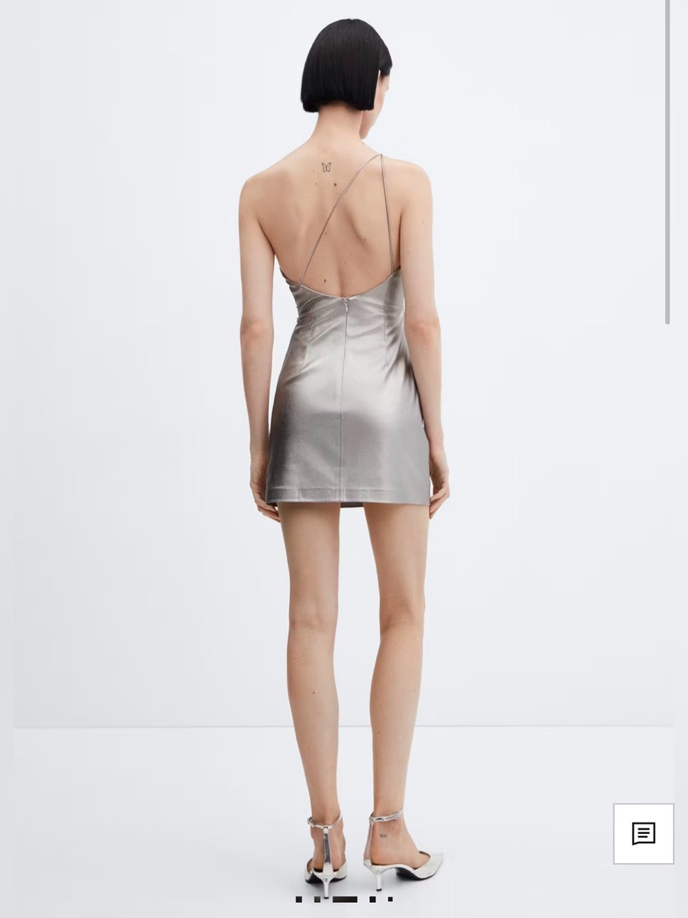 Mango- Metallic Silver Slip Mini Dress - Brand New with tags